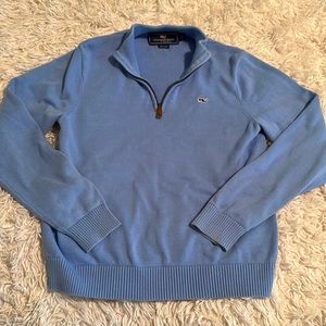 Vineyard Vines Boys XL -18. Pull over 3/4 zip sweater  light blue